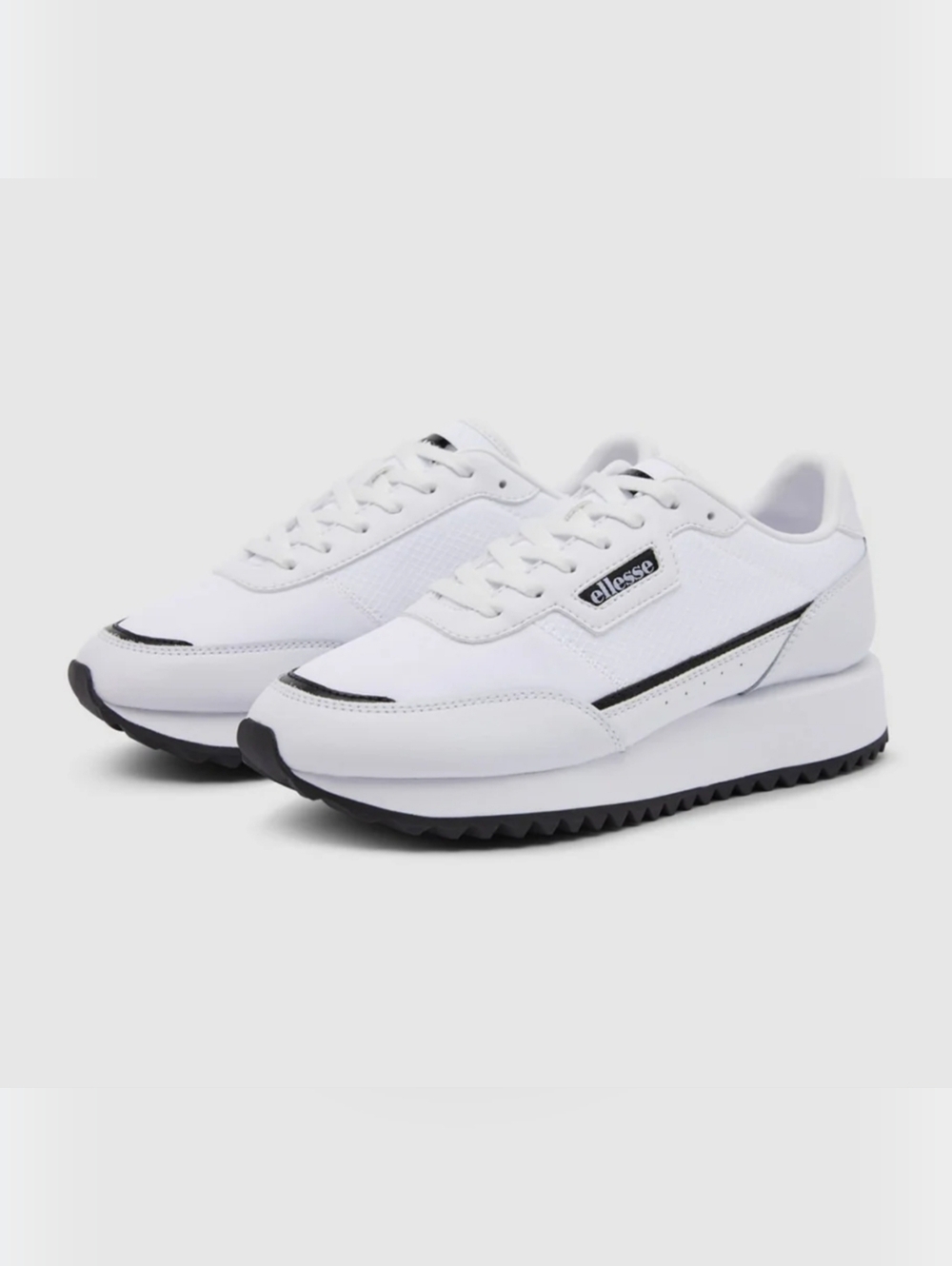 Ellesse White  Laro Sneakers with Black Accents Low-Top Runners Size US8/EUR39
